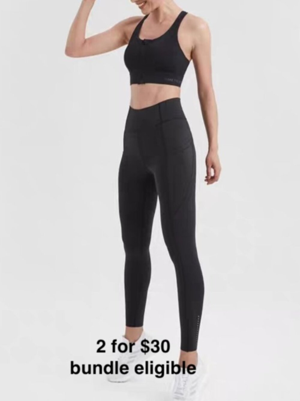 KEEP 24" Black High Waist Workout Leggings with Side Pockets